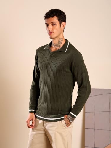 Image of Kvetoo Full Sleeve Winter Wear Woolen Collar Polo Sweater for Men