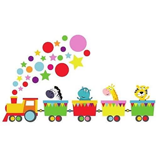 Jungle train sticker mur Stickerscape pour décorer la salle de jeux