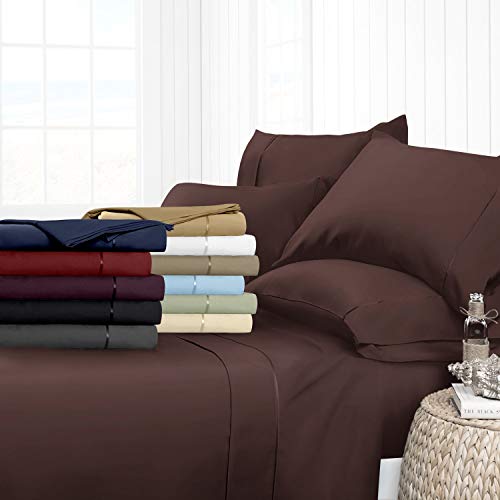 Flat Sheet - 3 Piece Luxurious Soft Organic 100% Egyptian Cotton Queen Size with New Chocolate Color and 500 TC Solid Pattern.
