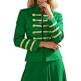 Matière infroissable. Generico Majorette Costume pour femme Domatrice Présentatrice du Cirque Body Ringmaster Uniformes de la cérémonie Garde Veste Vintage avec col haut pour carnaval Halloween