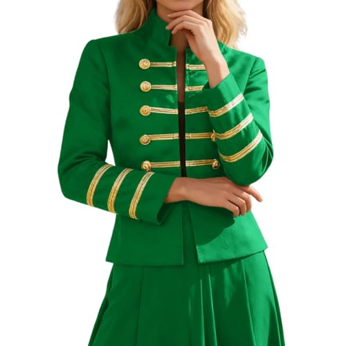 Costume cosplay doré élégant col montant, habit de spectacle majorette haut de gamme