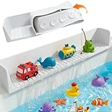 2.62FT Bathtub Splash Guard with Strong Suction Cups, Silicone Toy Tray Caddy Holder Storage for Kids, Water Leak & Splash-Proof, Suitable for Kitchen Sinks and Bathroom bathtubs（Grey）
