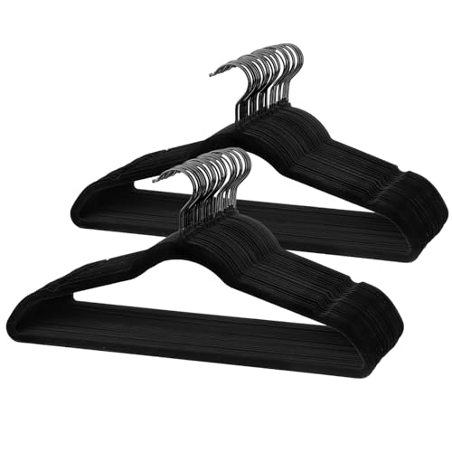 Pack of 30 Velvet Hangers, Space-Saving Heavy Duty Clothes Hangers for Suit, Non-Slip, 0.2 Inches Slim, 17.7 Inches Wide, 360° Swivel Black Hook - Black