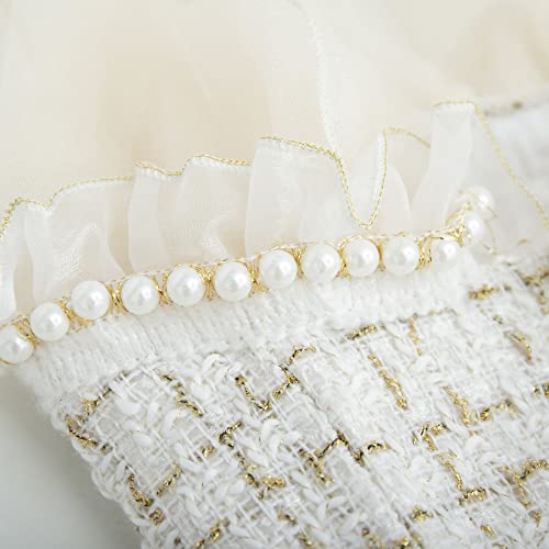 Luxury Pearl Dog Dresses, Lace Tulle Puppy Skirt For Small And Medium Girl Dogs Photography Christmas Halloween(White,Medium) #TOP3