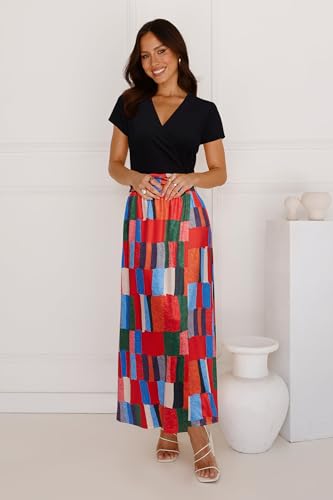 Image of Newshows Women's 2026 Lightweight Summer Wedding Guest Beach Vacation Casual V Neck Split Flowy Maxi Dress