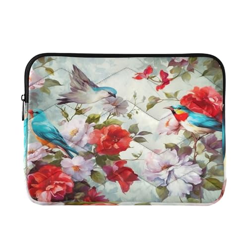 Funda para portátil 13-14 pulgadas con diseño de flores y pájaros