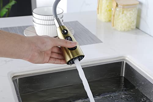 Robinet de cuisine doré extractible monotrou pour évier moderne - 5