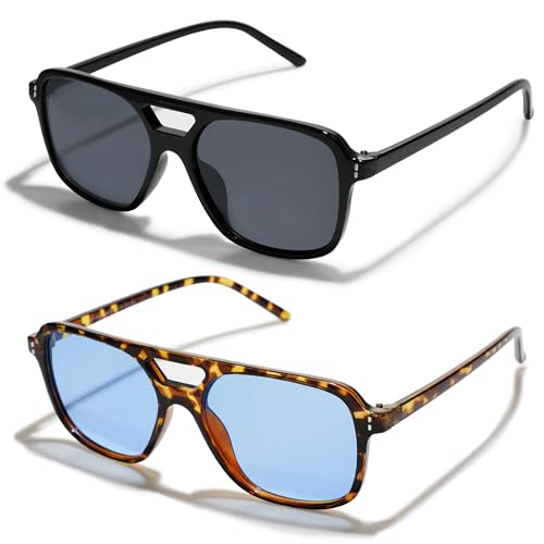 Image of VANLINKER Retro Vintage 70s Square Aviator sunglasses for women men VL9611X