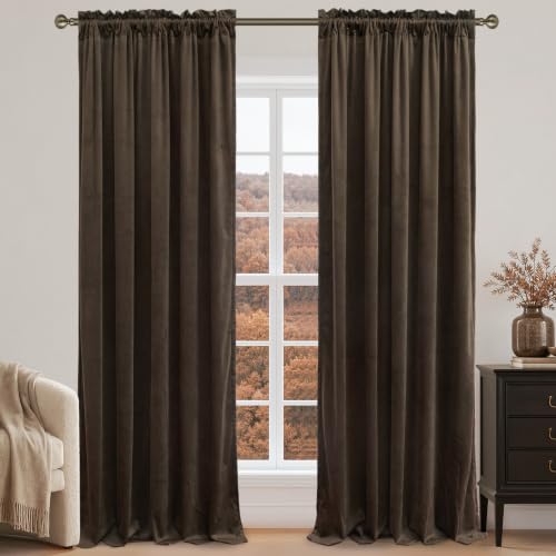 Brown Velvet Blackout Curtains - image 1