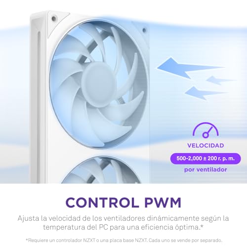 NZXT F420 RGB Core Unidad de ventilador de marco único - 420mm con 3 ventiladores RGB de 140mm - Control de velocidad e iluminación - Alta presión estática y flujo de aire - Blanco - imagen 10