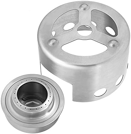 Miniatura 2 de Estufa de alcohol portátil ultraligera para acampar de acero inoxidable resistente al viento, estufa individual para acampar al aire libre,