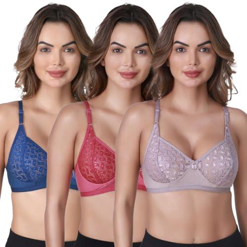 Image of SKDREAMS Naina Net Seamed Non Padded Full Coverage Non-Wired Women Full Coverage Bra