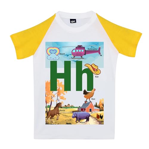 Image of RISH Alphabet - H - T Shirt for Boys and Girls | Birthday Educational Phonic Tees for Toddler Kids Outfit
