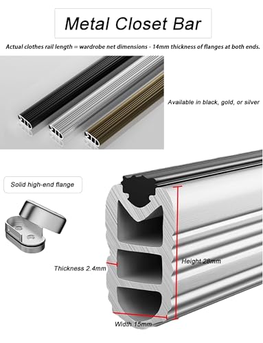 Barre de penderie en aluminium noir de qualité supérieure Heavy-Du - 3
