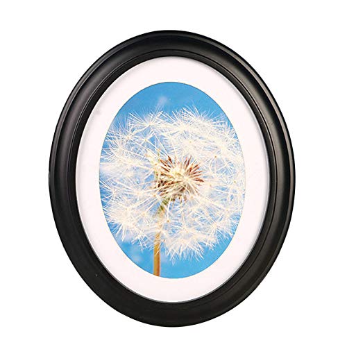 LIJUCAI Marco de Fotos clásico de Madera con Forma Ovalada de 7 Pulgadas / 10 Pulgadas, Marco de decoración para Colgar en la Pared, con uñas sin Costura y uñas en S, Negro, 7 Pulgadas