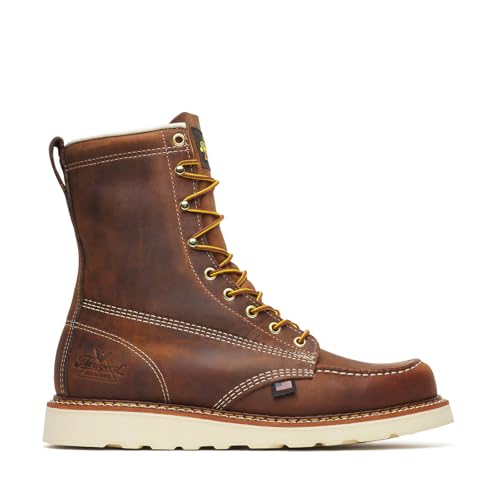 Thorogood American Heritage 8” Moc Toe Work Boots for Men Made with Full-Grain Leather, Soft Toe, Slip-Resistant Wedge Outsole and Comfort Footbed; EH Rated3
