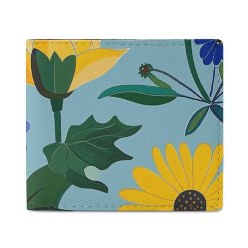 Wallet for Men Credit Card Holder Garden Flower Pattern Slim Leather Wallet for Women Menâ€™s Wallet