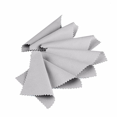 50 pcs Premium Jewelry Cleaning Cloth, Magic Microfiber Polishing Cloth 7cm x 10cm (GREY) (Grey)