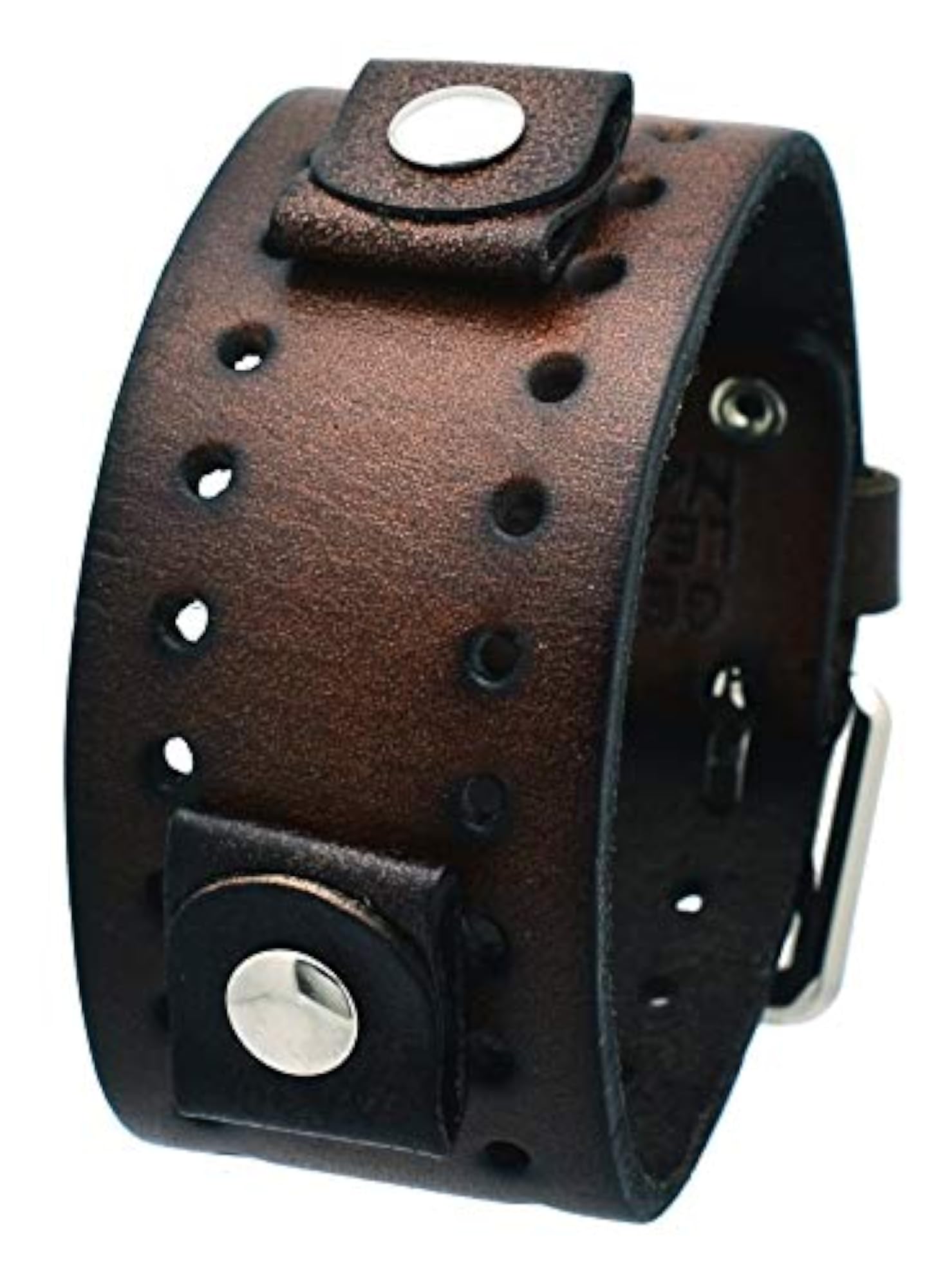 Dark Brown Wide Leather Cuff Wrist Watch Band