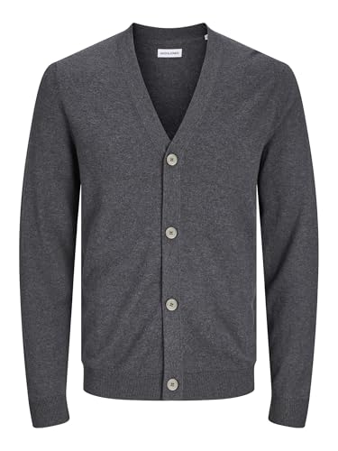 JACK & JONES Knitted Cardigan Plain Knitted Cardigan Dark Grey Melange S Dark Grey Melange S