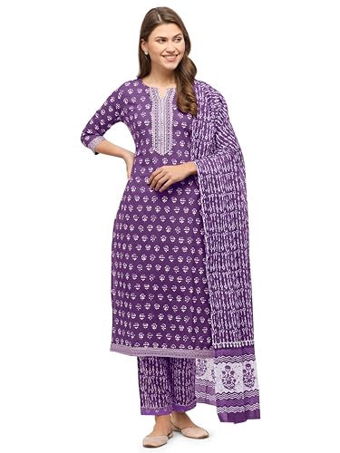 Image of MIRCHI FASHION Pure Cotton Straight Kurta Set with Dupatta | 3 Piece Ethnic Kurta Pant Set Office Wear Salwar Kurta Set for Women