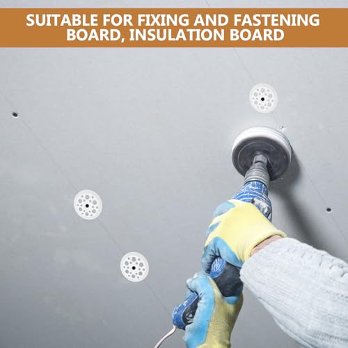 200 Stück Unterlegplatten Kunststoff Unterlegscheiben, PP Unterlegscheiben Weiß, Dämmstoffteller 46mm, Dämmstoffscheibe Discs zur Befestigung und Unterstützung Dämmplatten Schaumstoffplatten