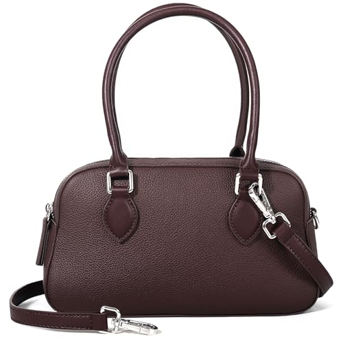 Bolso de cuero genuino para mujer, satchel pequeño con asa miniatura 1