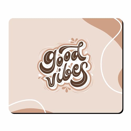Image of Good Vibes Mouse Pad 9 inch x 7.5 inch - Non-Slip Desk Mat with Positive Quote Design - Smooth Surface for PC & Laptop - Office, Home & Gaming Accessory