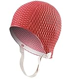 Sporti Bubble Swim Cap with Chin Strap (Red)