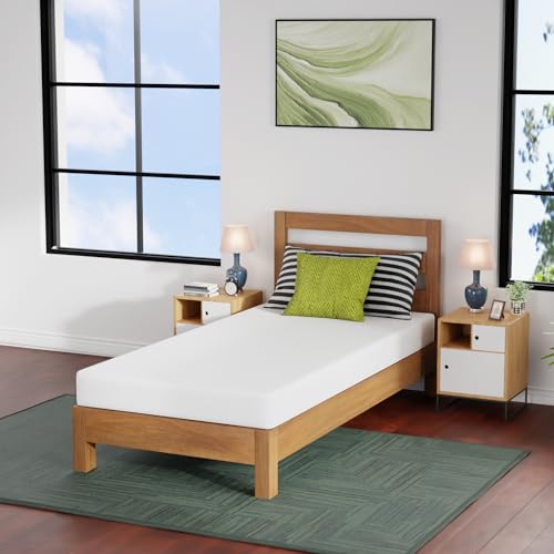 Image of FDW | 6 Inch Twin XL Mattress | Medium Firm | Gel Memory Foam Mattress | White | Bed in a Box, CertiPUR-US Certified | Pressure Relief, Cooling Ventilated Foam | Washable Removable Cover