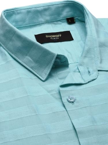 Image of SHOWOFFFF Men Solid Casual Shirt | Spread Collar Full Sleeves Cotton Shirt for Mens | Slim Fit Regular Length Shirt for Men's