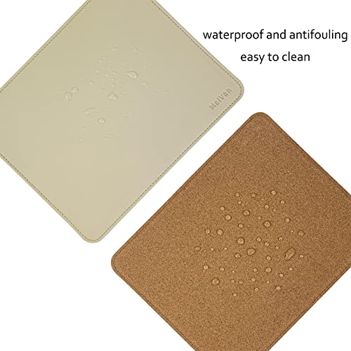 Melvan Pu Leather Mouse Pad With Stitched Edge, Wood Mouse Pad, Waterproof Gaming Mouse Pad Mat For Computers, Laptop, Office & Home, 10.2" X 8.3", 1 Pack (Beige) #TOP4