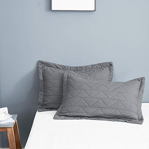 Bedelite King Quilt Set - Summer Lightweight Bedspread King Size, Soft Coverlet Set Modern Weave Pattern Gray King Quilt Bedding Set 3 Pieces (1 Quilt 106" X 96" + 2 Pillow Shams) #TOP4