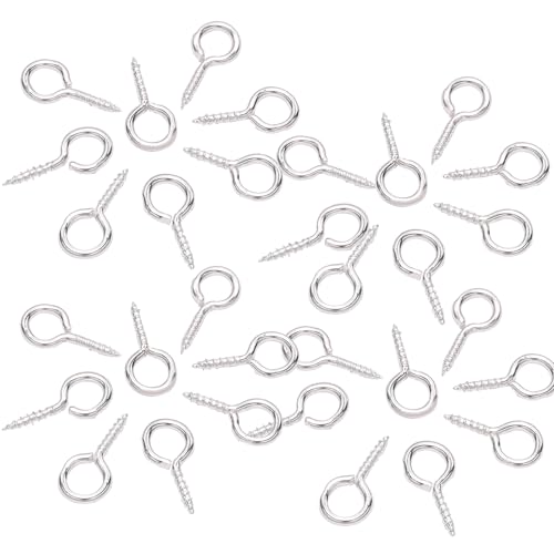 400 ojales de tornillo, ganchos de ojo de tornillo plateado, tornillos de ojal pequeños, 6 tornillos de ojo de cabra de metal de 13 mm, tornillos de ojo de ojo