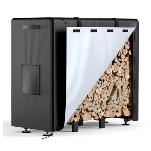 Brightown Firewood Rack Outdoor with Cover, 4FT Indoor Wood Rack for Firewood, Waterproof Fire Wood Holder Outside, Adjustable Heavy Duty Logs Stand Stacker Holder for Fireplace Patio Deck, Black