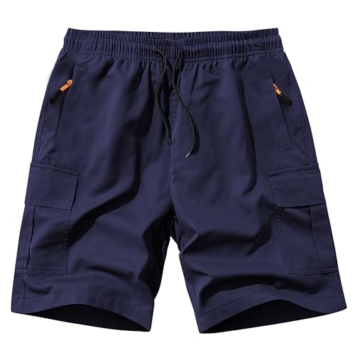 SHOOYING Boys Cargo Shorts Quick Dry Athletic Zipper Shorts Sets4