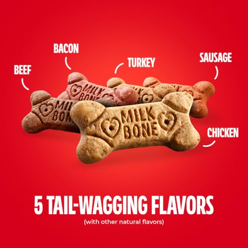 Image of Milk-Bone Flavor Snacks Small Dog Biscuits, 60 oz Boxes | 3-pack bulk case, 5 meaty flavors with other natural flavors, crunchy dog treats, 15% protein, 12 vitamins, made in the USA