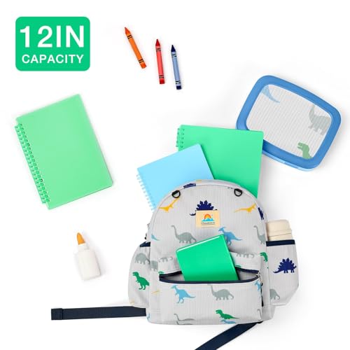 Image of STEAMEDBUN Corduroy Toddler Backpack for Boys 2-4: Kids backpack for Boys Girls - 12 inch Preschool Kindergarten Backpacks - Dinosaur