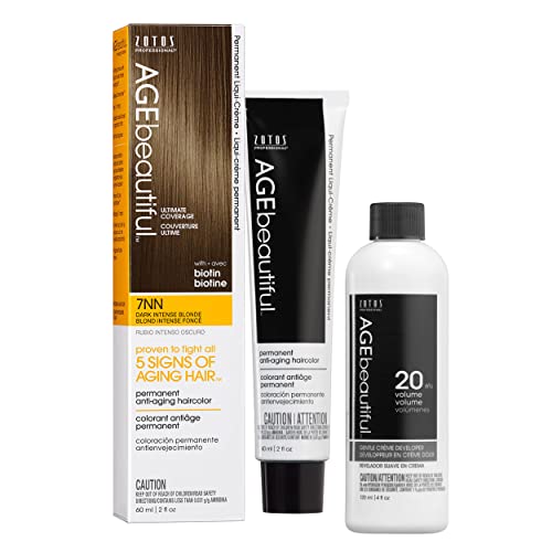 Image of AGE beautiful Permanent Hair Color Cream, 100% Gray Coverage Hair Dye with Biotin Anti-Aging Formula for Fuller, Thicker Hair, Professional Salon Quality
