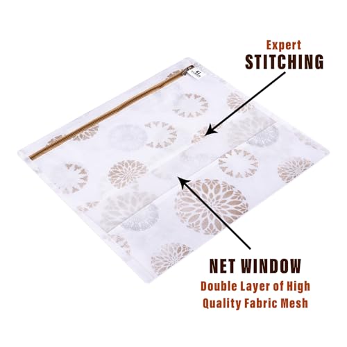 Image of Kuber Industries Pack of 25 Single Saree Bags for Storage | Non-Woven Wardrobe Organizer | Mesh Window Cloth Storage Set |Single Packing| Gola-Print | White