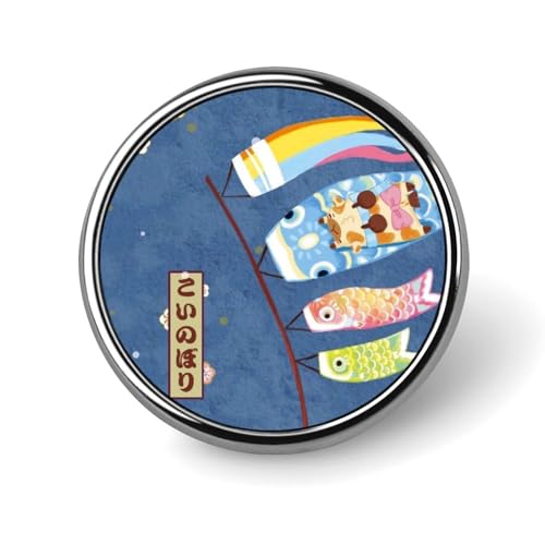 バッジ 円形 可愛い 鯉のぼり 青海波 猫柄 和風 ピンバッジ ネクタイピン アクセサリー バッジピン バッグ飾り 合金製 おしゃれ 軽量 紛失防止 人気 丸型 かわいい メンズ レディース 贈り物