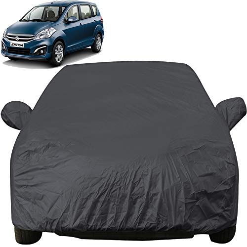 Image of Autofact Car Body Cover with Mirror Pockets Compatible for Maruti Ertiga (Triple Stitched, Bottom Fully Elastic, Dark Grey)