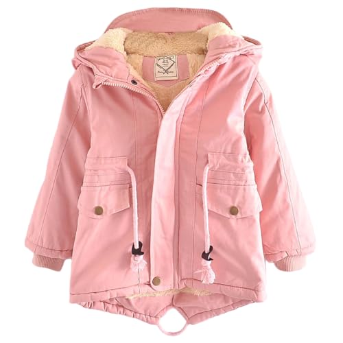 NCTCITY Niños Niñas Parka Invierno Forro Polar Chaqueta con Capucha Cálida Abrigos Casual Chaqueta con Cremallera 3-10 Años