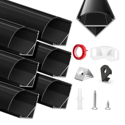 HOMMAND LED Channel, 6m LED Profile V Shape with Diffuser Strip, Corner Connectors, End Caps & Mounting Clips