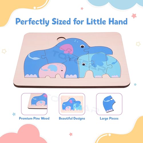 Image of Wooden Elephant Puzzle for Kids | Assemble & Disassemble Toy | Develops Motor Skills, Focus & Logic | Montessori Animal Puzzle Montessori Build & Rebuild Toy Age 2+Years