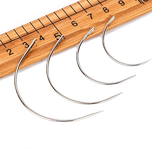 80Pcs Curved Needles Butuze Plastic Needle Case With 4 Sizes Hooked Needle For Stitching,Sewing,Embroidery,Hair Weaving #TOP4