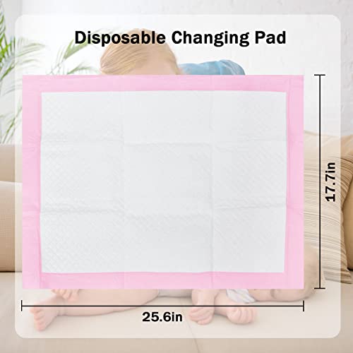 Foryee Disposable Underpads 17 X 24 Inches (25 Pack) Incontinence Bed Pads Heavy Absorbent Soft Non-Woven Fabric Breathable - Pink #TOP1