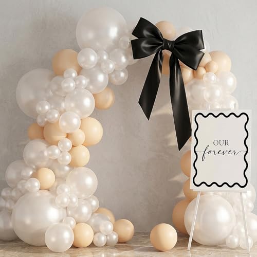 Image of RUBFAC 135pcs Pearl White Balloons, Latex Balloon Different Sizes 18 12 10 5 Inch for Garland Arch Wedding Engagement Anniversary Bridal Baby Shower Birthday Party Decoration