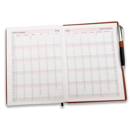 Image of COI Tan Brown Organizer | Dated Diary Planner 2026 | Notebook Office Work | Gift for Mother and Father with Pen.