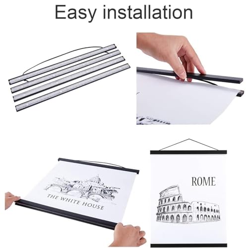 Ywlake Posterleiste Posterschiene Posterleisten, Magnet Magnetische Holz Poster Aufhänger Halter Rahmen Leisten Bild Bilder Bilderrahmen… – Ansicht 2
